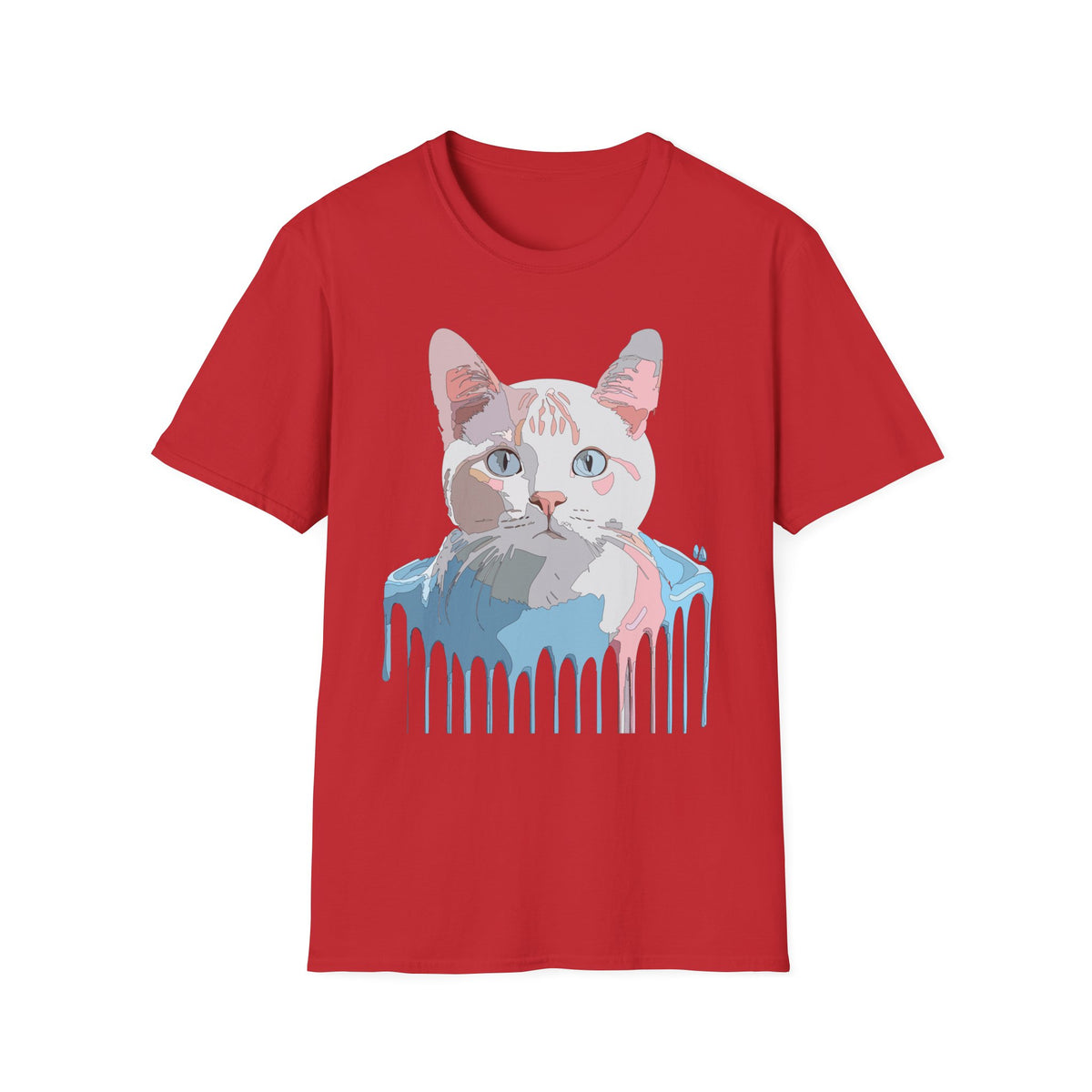 Pastel Cat Portrait T-Shirt | Watercolor Kitty Face Tee