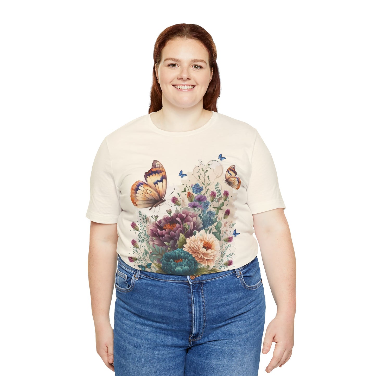 Cotton Tee Shirt with Butterfly Prints