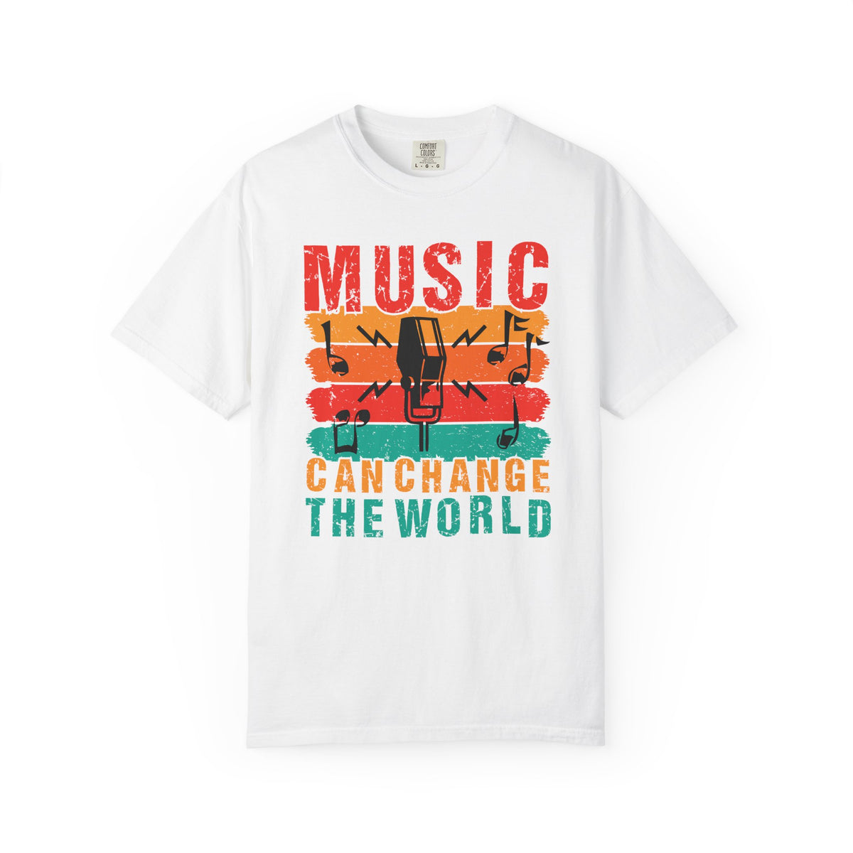 Music Can Change the World T-shirt Retro Microphone Music Notes Unisex Cotton Tee 089