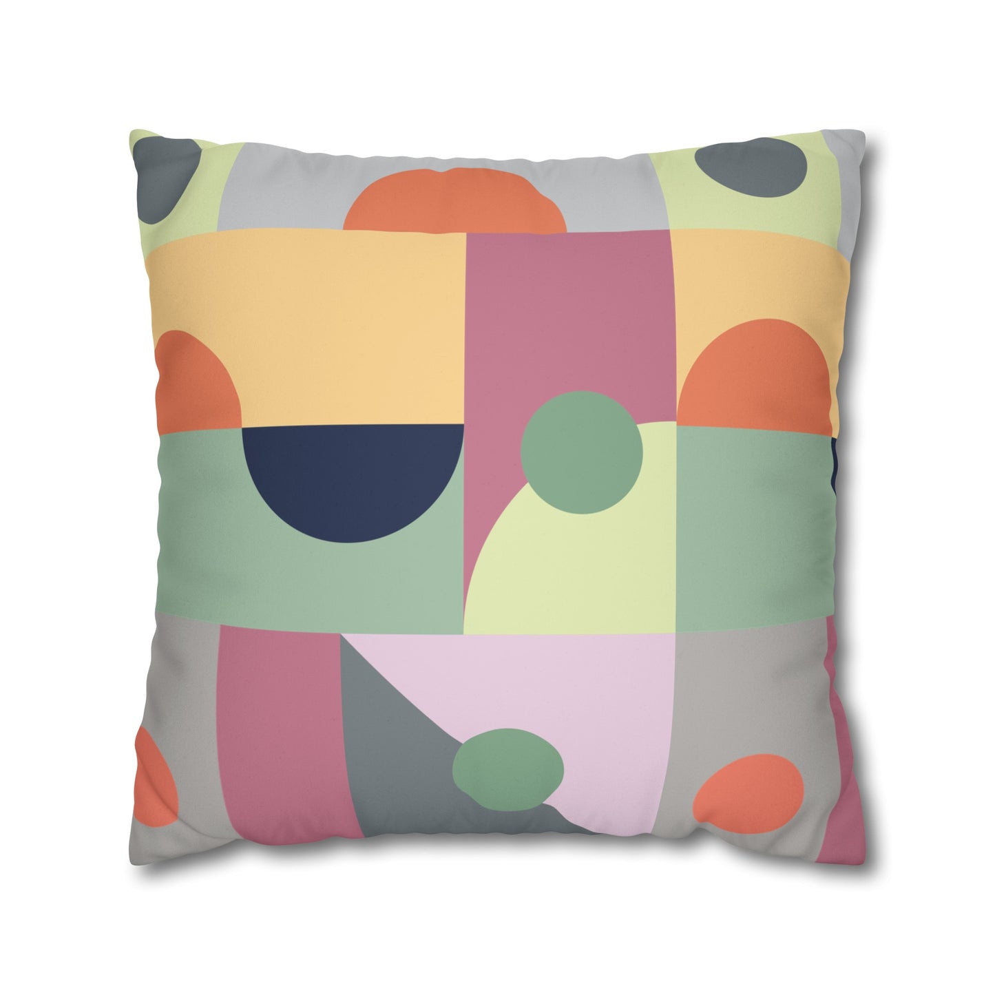 Faux Suede Pillowcase with Abstract print