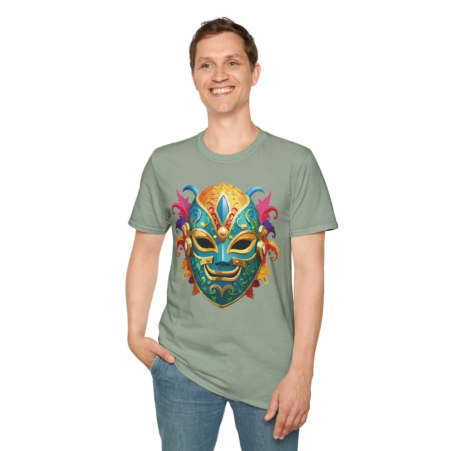 Mask Tee Shirt Unisex Softstyle Gildan 64000 100 Percent Ring Spun Cotton Comfortable Masquerade Tee