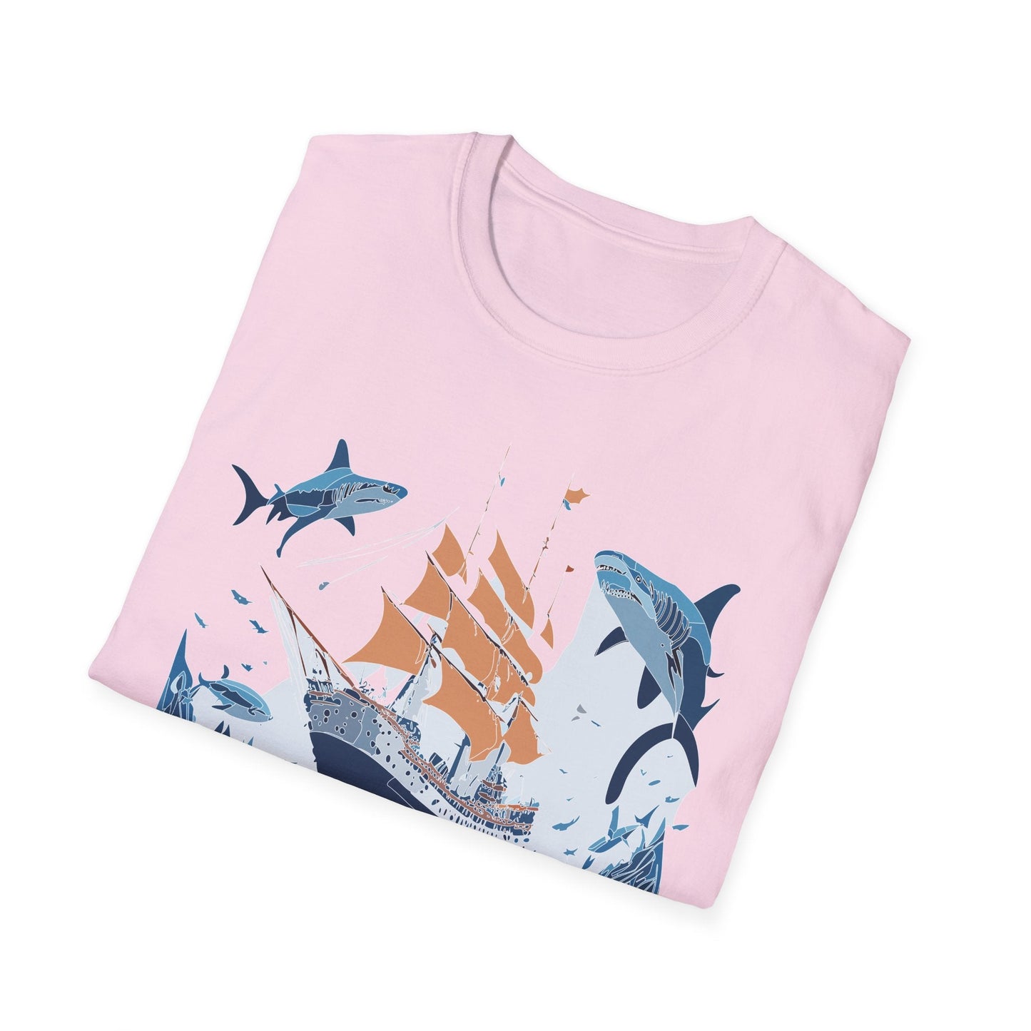 Ocean Tee Shirt Unisex Gildan Softstyle 64000 Ring Spun Cotton Art Print Graphic Ocean Design