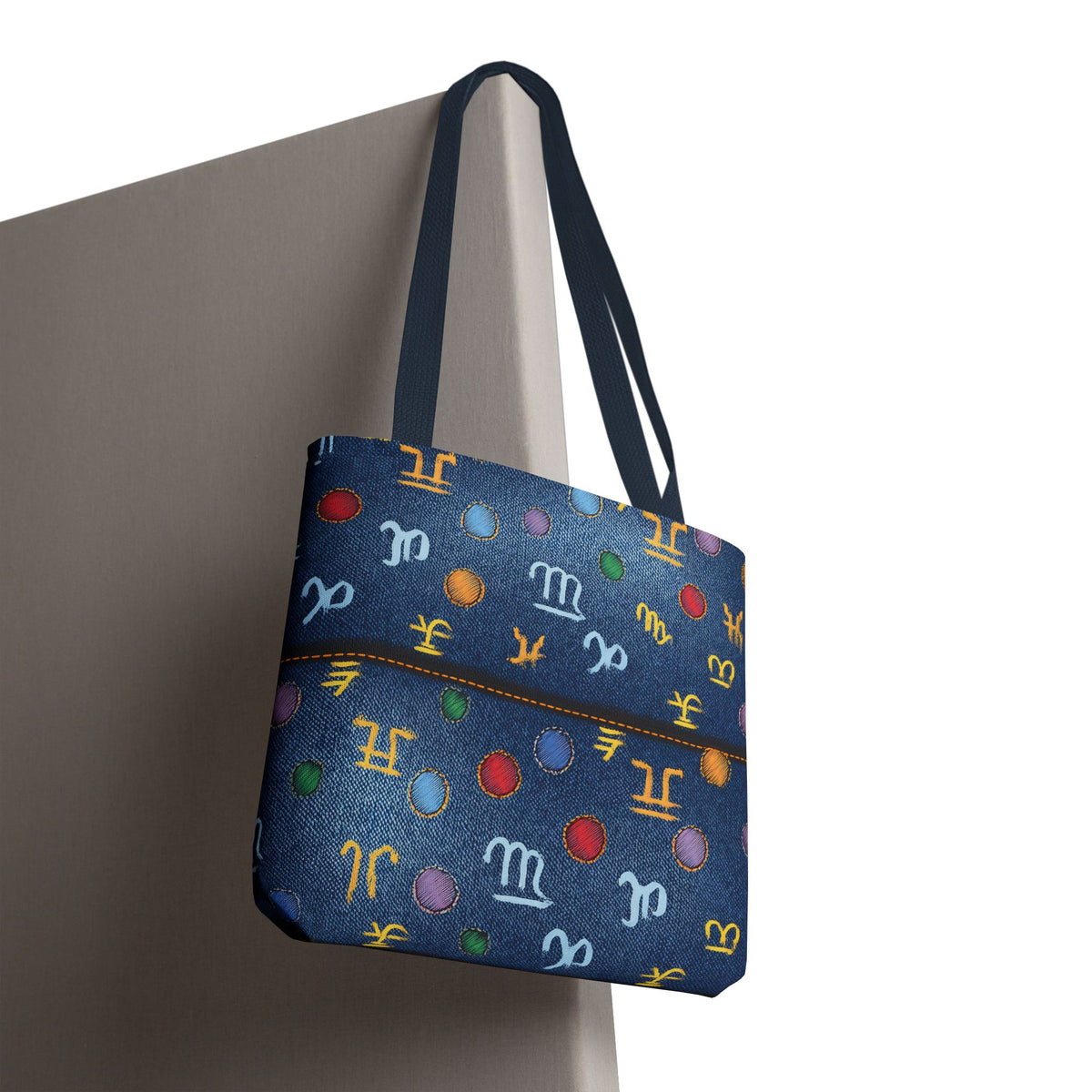Denim Fabric Imitation Print Unisex Canvas Bag Poly Spun 3 Sizes Tote Bag 184-4