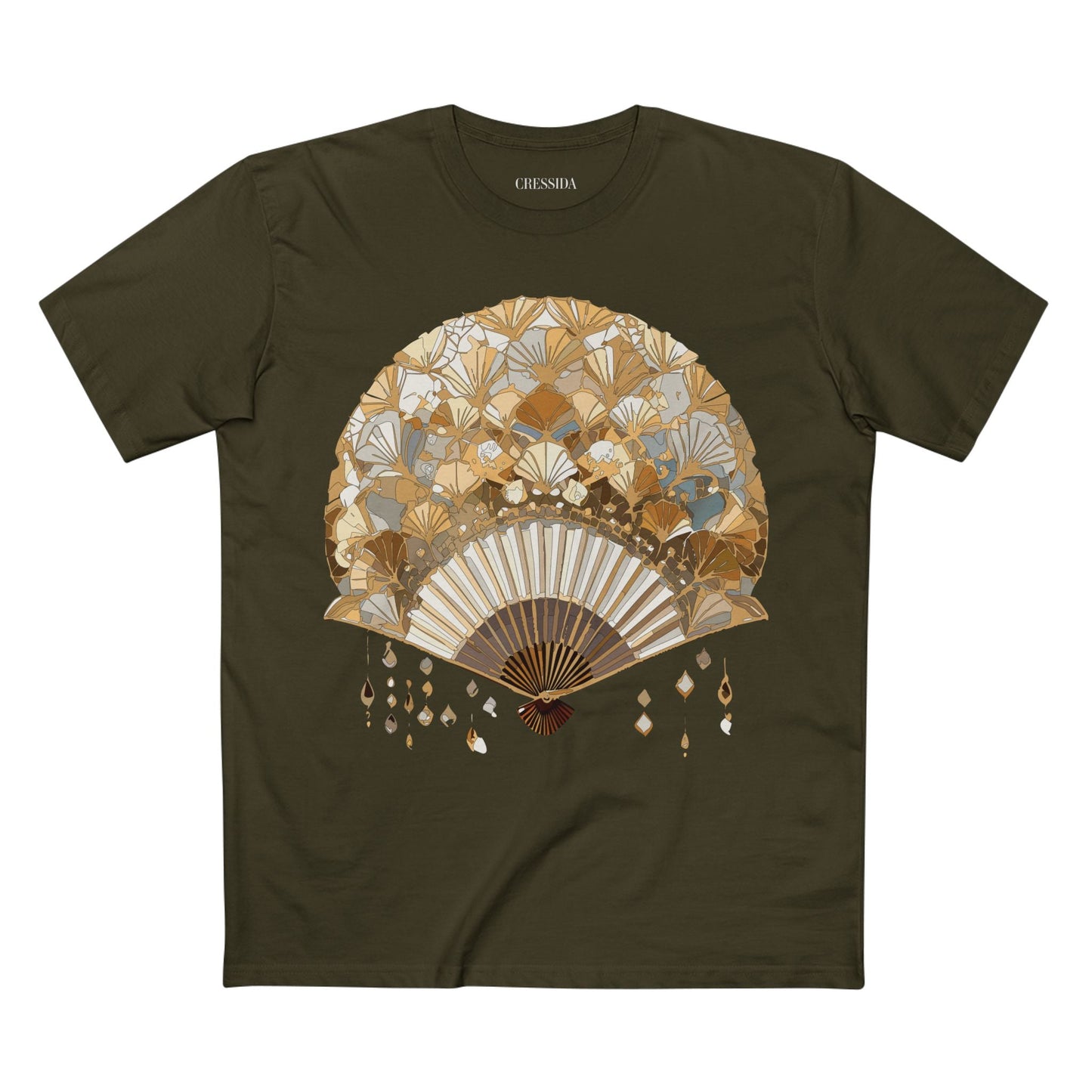 Antique Fan Graphic Design T-Shirt Unisex 100 Cotton Floral Carnival Artwork Tee 10
