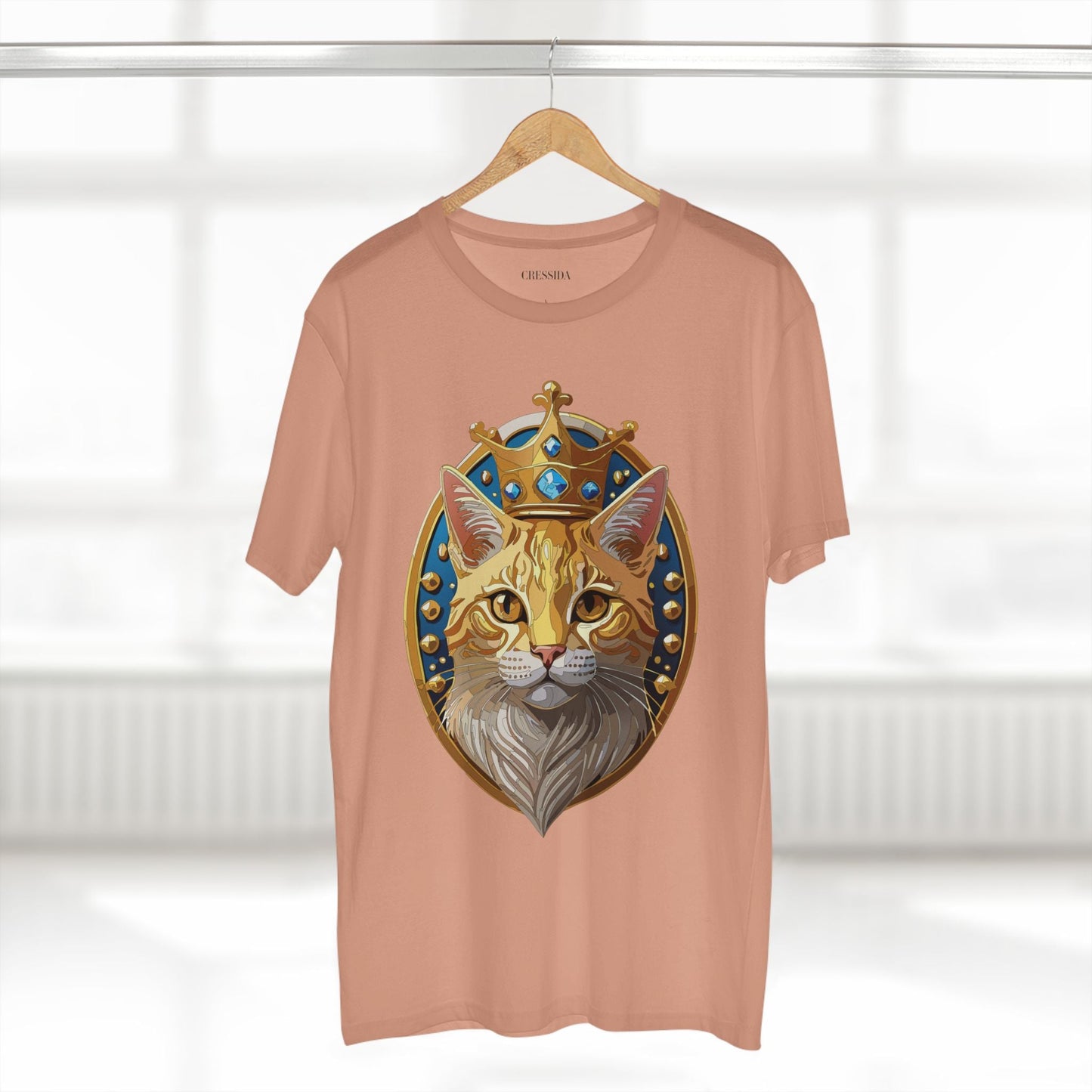 Cat Graphic Unisex 100 Cotton Tee With Unique Animal Golden Medallion Art Design 15