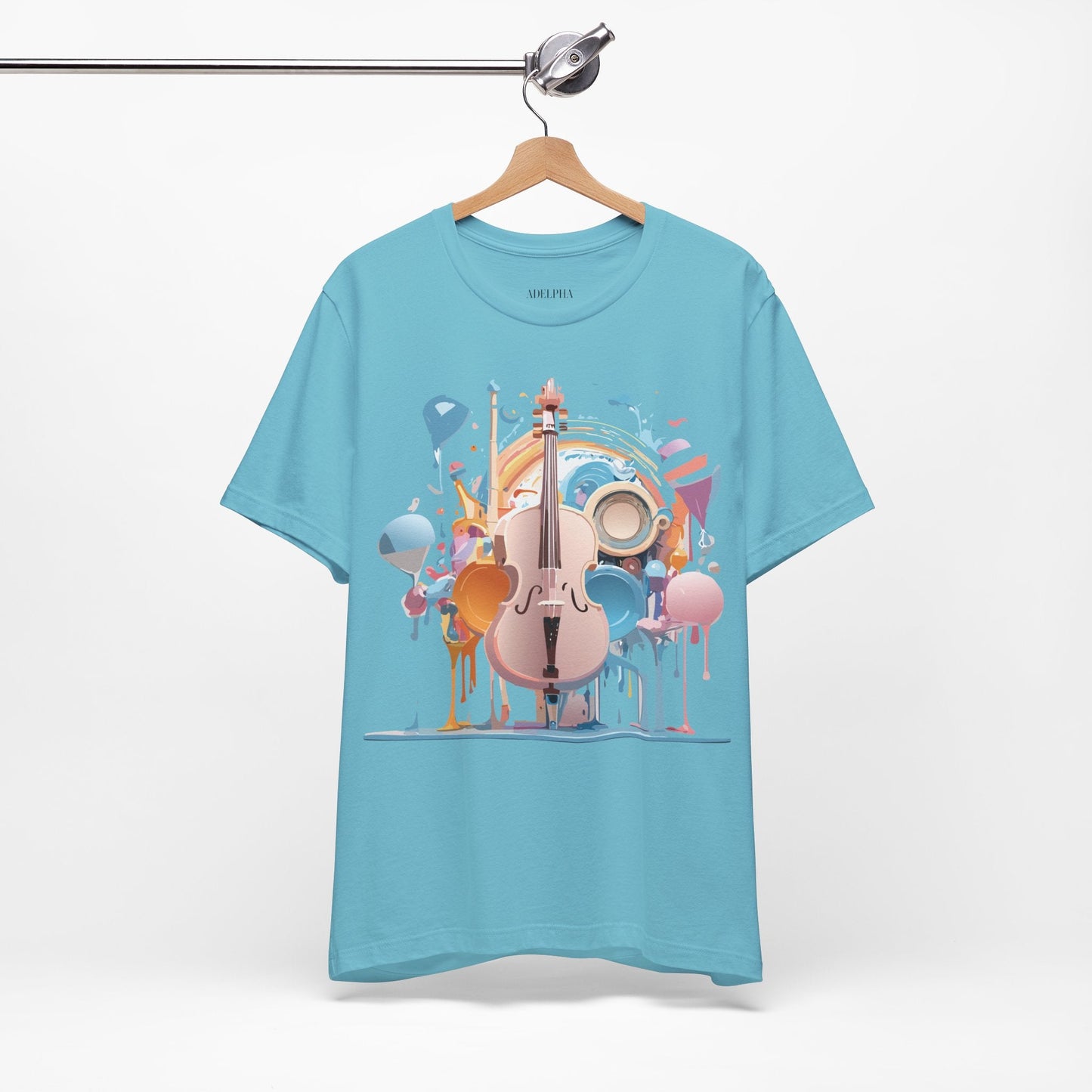 Music Graphic Unisex 100 Cotton Vintage Art with Musical Elements Tee 80