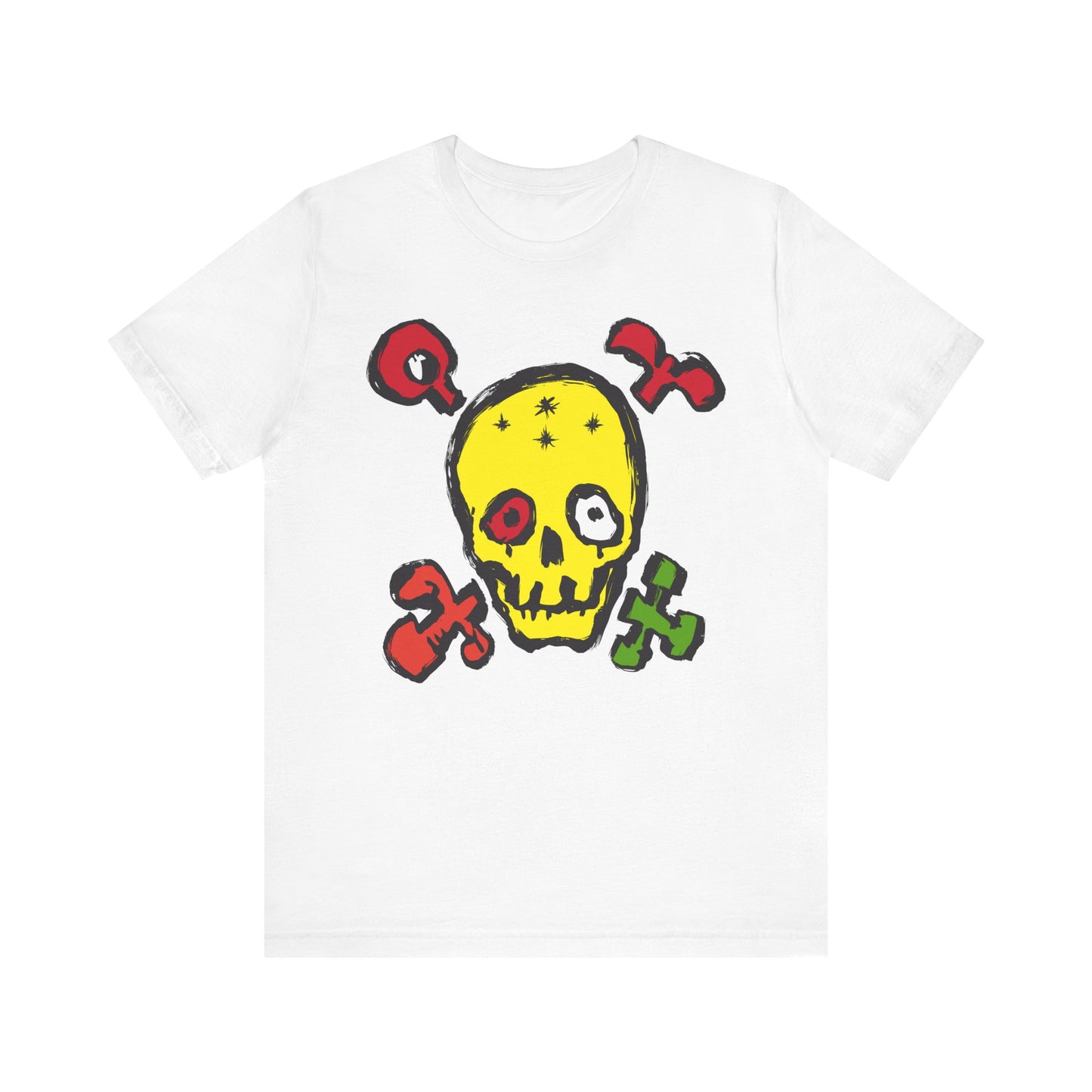 Yellow Skull Graphic Design Tee, Skull Shirt, Vintage Tees, Art Design T-Shirt, Vintage Graphic Tee, Art Shirts with Skulls