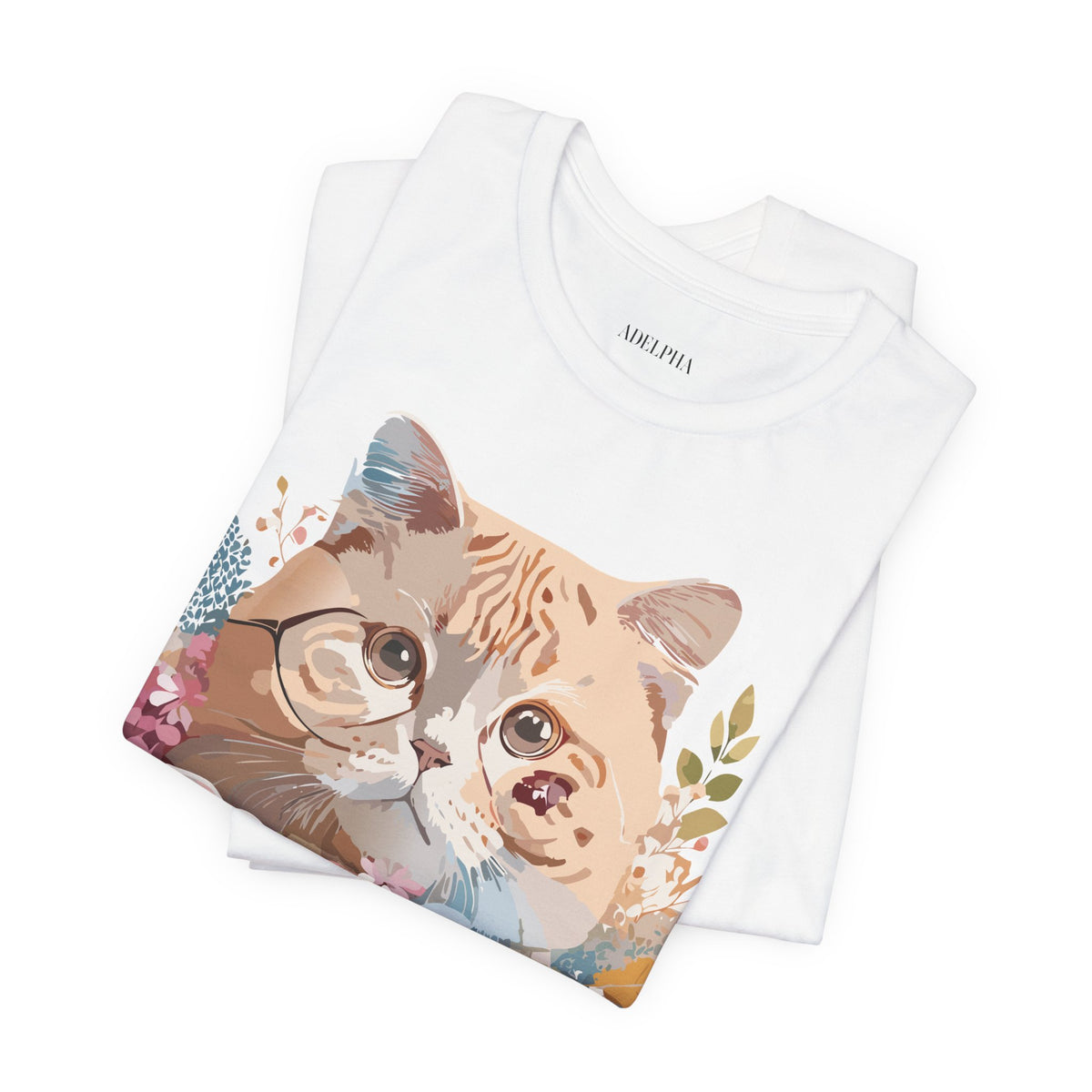 Cat Graphic Unisex Cotton Bella+Canvas Tee with Art Animal Design d05