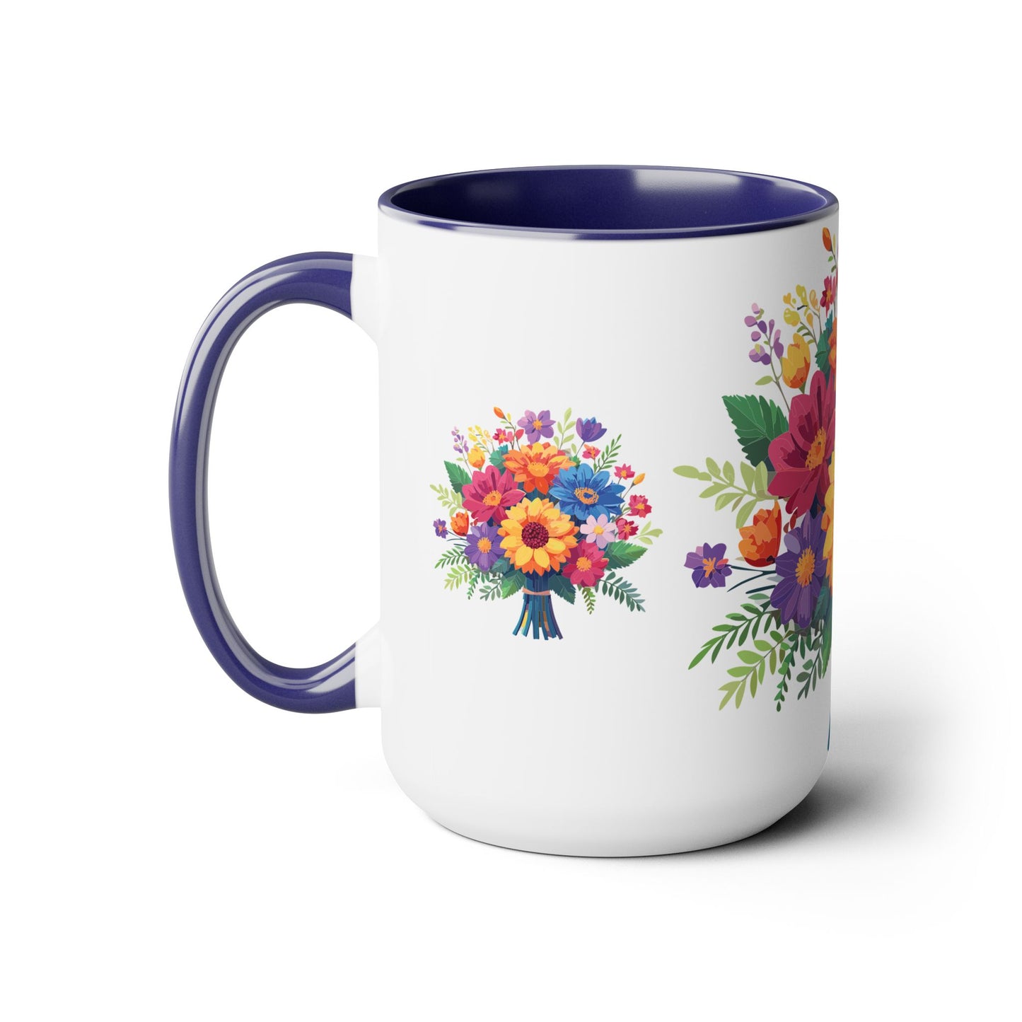 Taza de café de dos tonos con flores