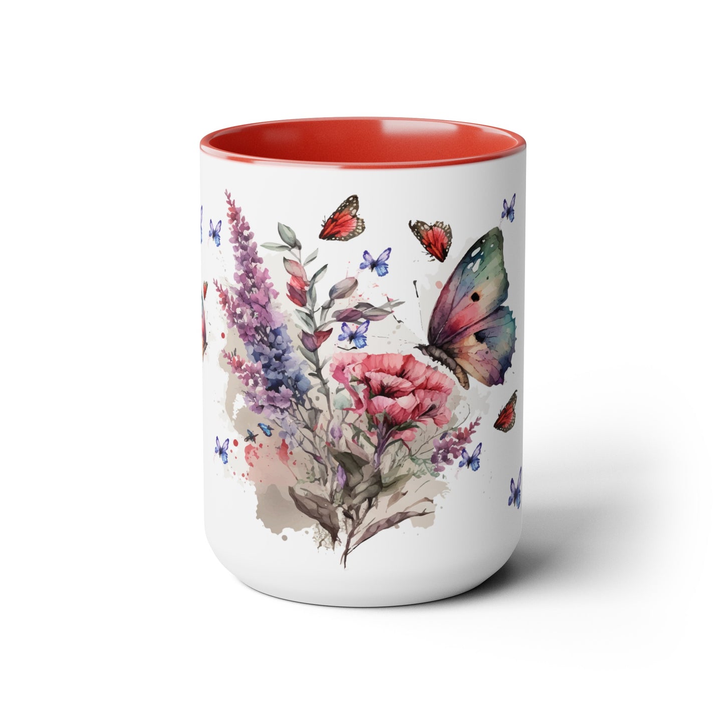 Two-Tone Coffee Mugs with butterfly