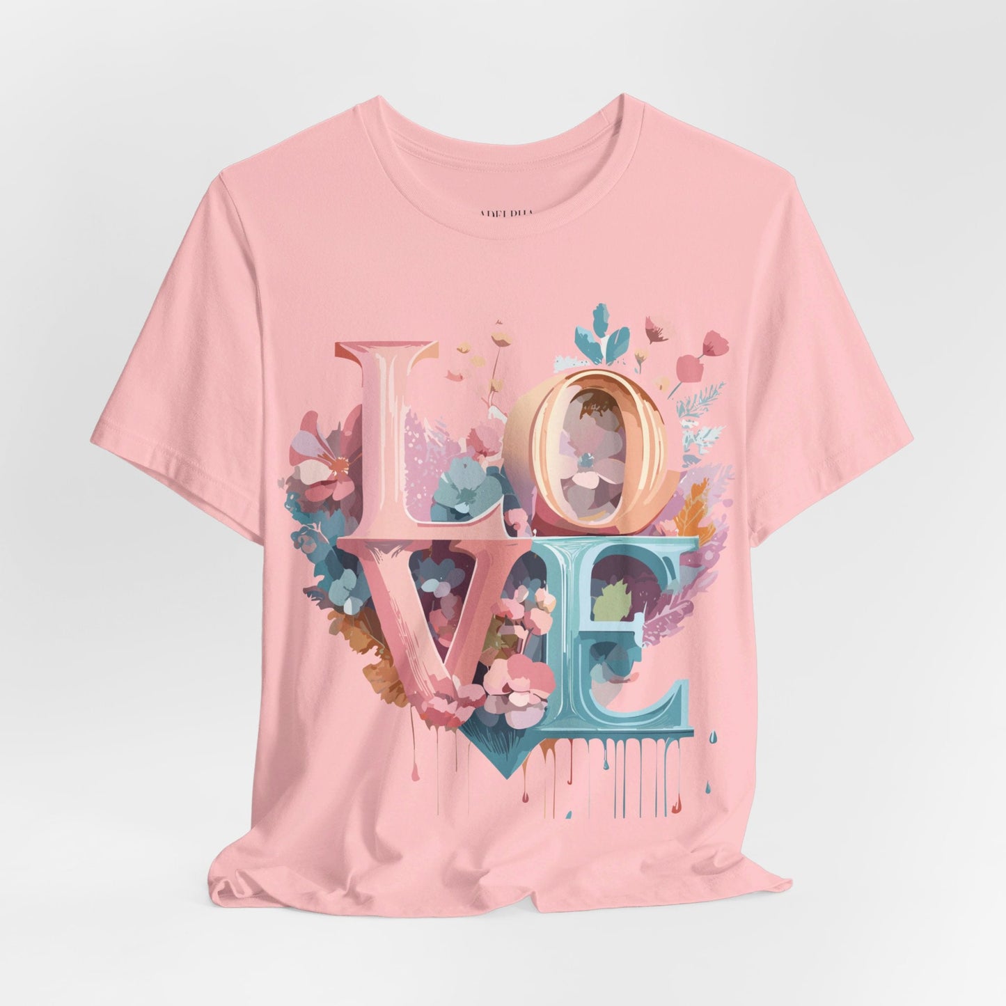 Valentine Day Graphic Unisex 100 Cotton Vintage Artwork with Love and Flower Design Tee 53