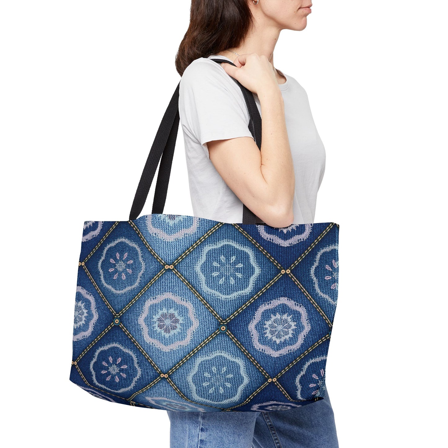 Denim Print Yoga Bag High-Quality 100% Spun Poly 24x13 Canvas Bag 99