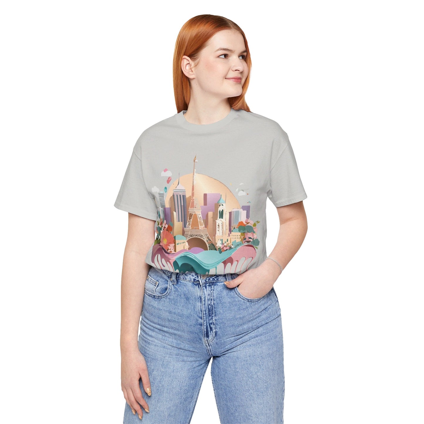 Tourist Shirt With Paris Graphic Tee Unisex Jersey Short Sleeve Art Design Adelpha Vintage Inspired