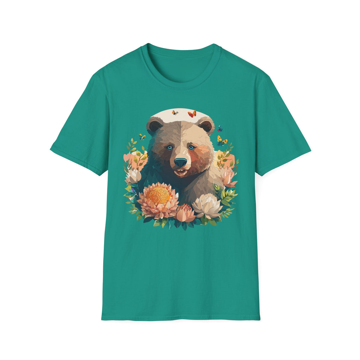 Floral Bear with Butterflies T-Shirt | Woodland Animal Tee