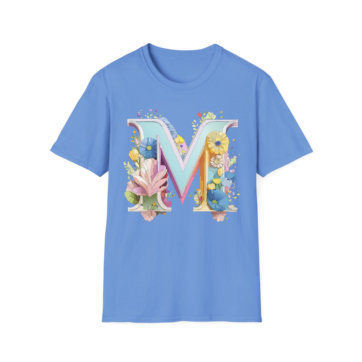Floral Letter M T-Shirt | Monogram Initial Tee, Spring Flowers