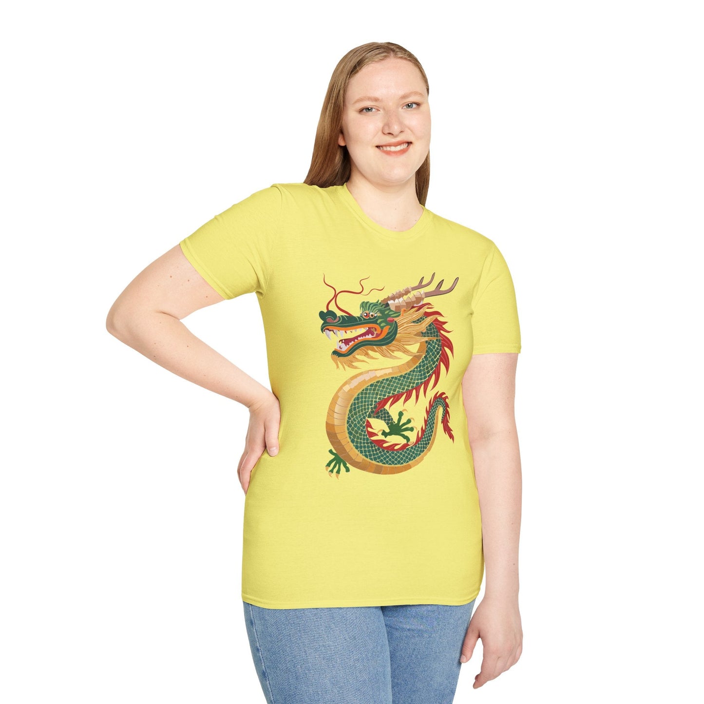 Dragon Graphic Unisex Cotton Softstyle Art Design Tee With Animals 9