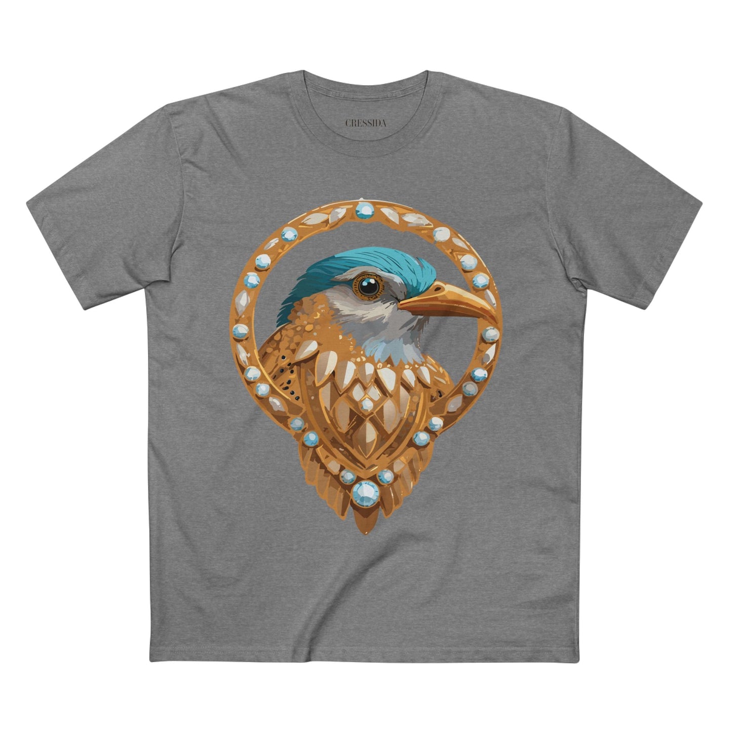 Bird Graphic Unisex 100 Cotton Tee With Unique Animal Golden Medallion Art Design 24