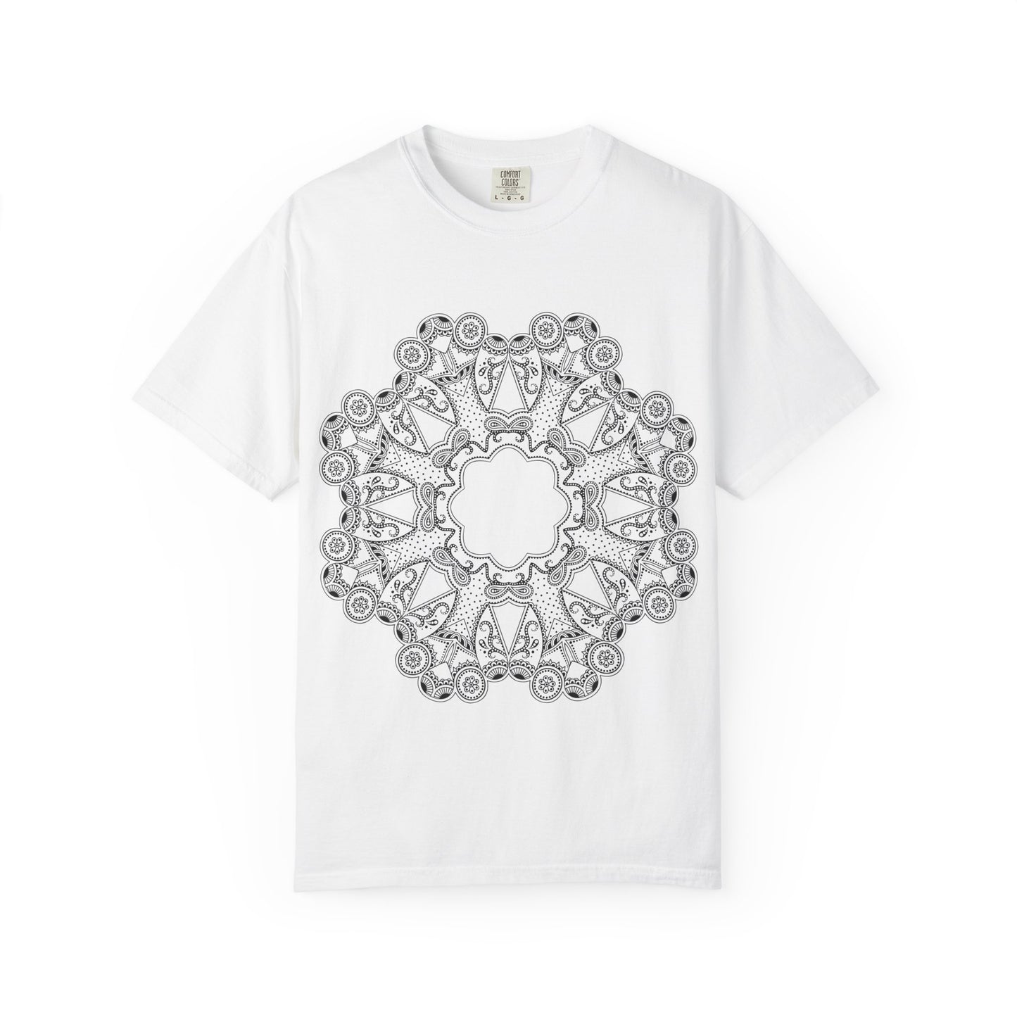 Unisex Garment Dyed Cotton T-Shirt with Mandala Graphic Design