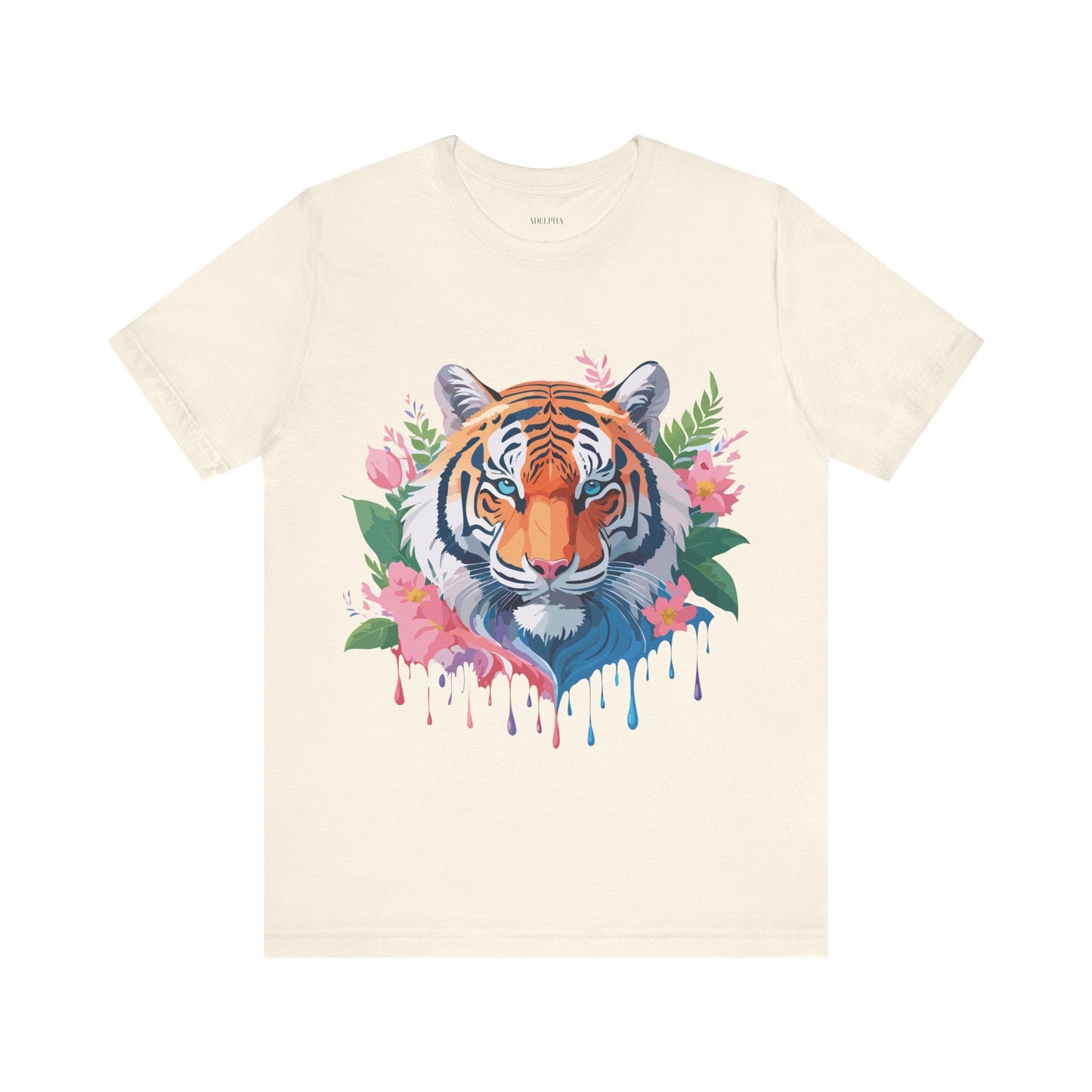 Tiger Graphic Tee Unisex Short Sleeve Shirt With Vintage Inspired Artwork By Adelpha