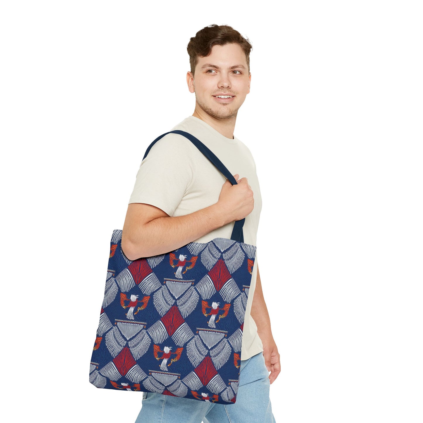 4th of July Graphic Denim Fabric Imitation Print Unisex Canvas Bag Poly Spun 3 Sizes Tote Bag 200-3