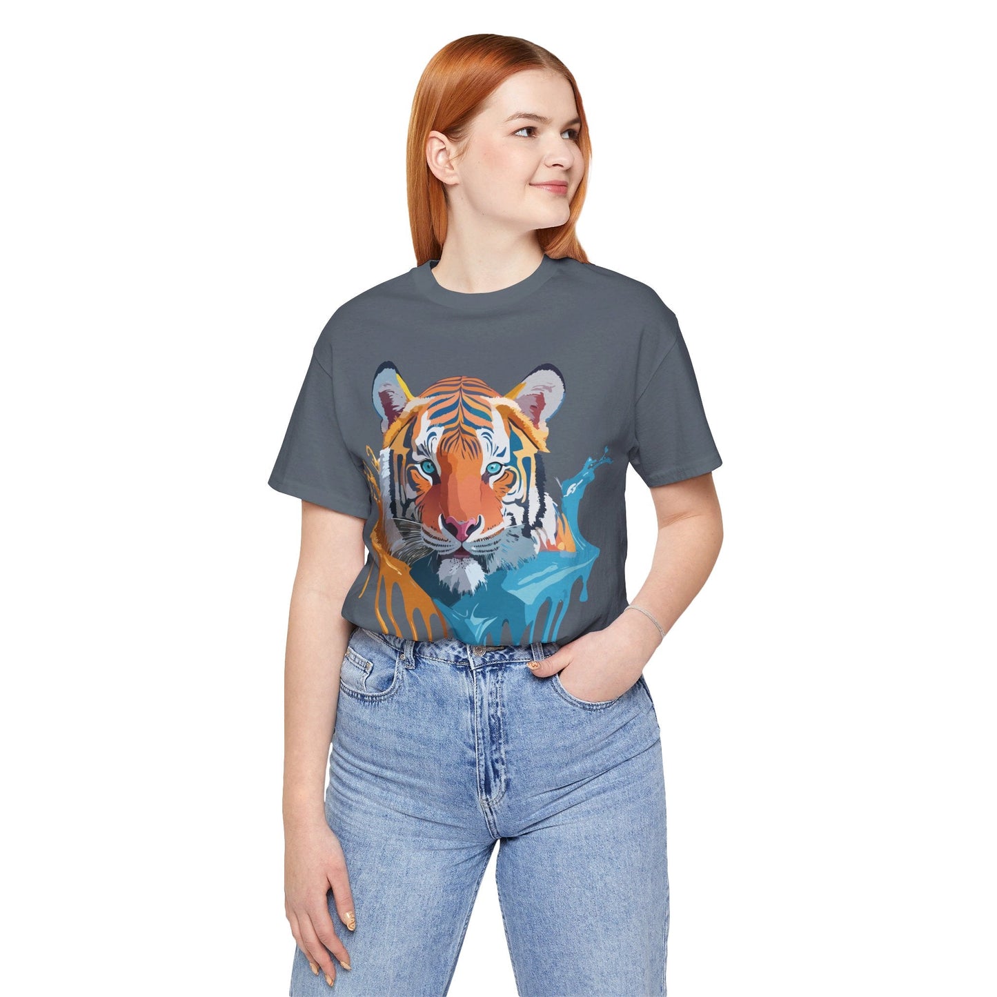 Tiger Graphic Tee Unisex Short Sleeve Shirt Featuring Vintage Inspired Artwork By Adelpha