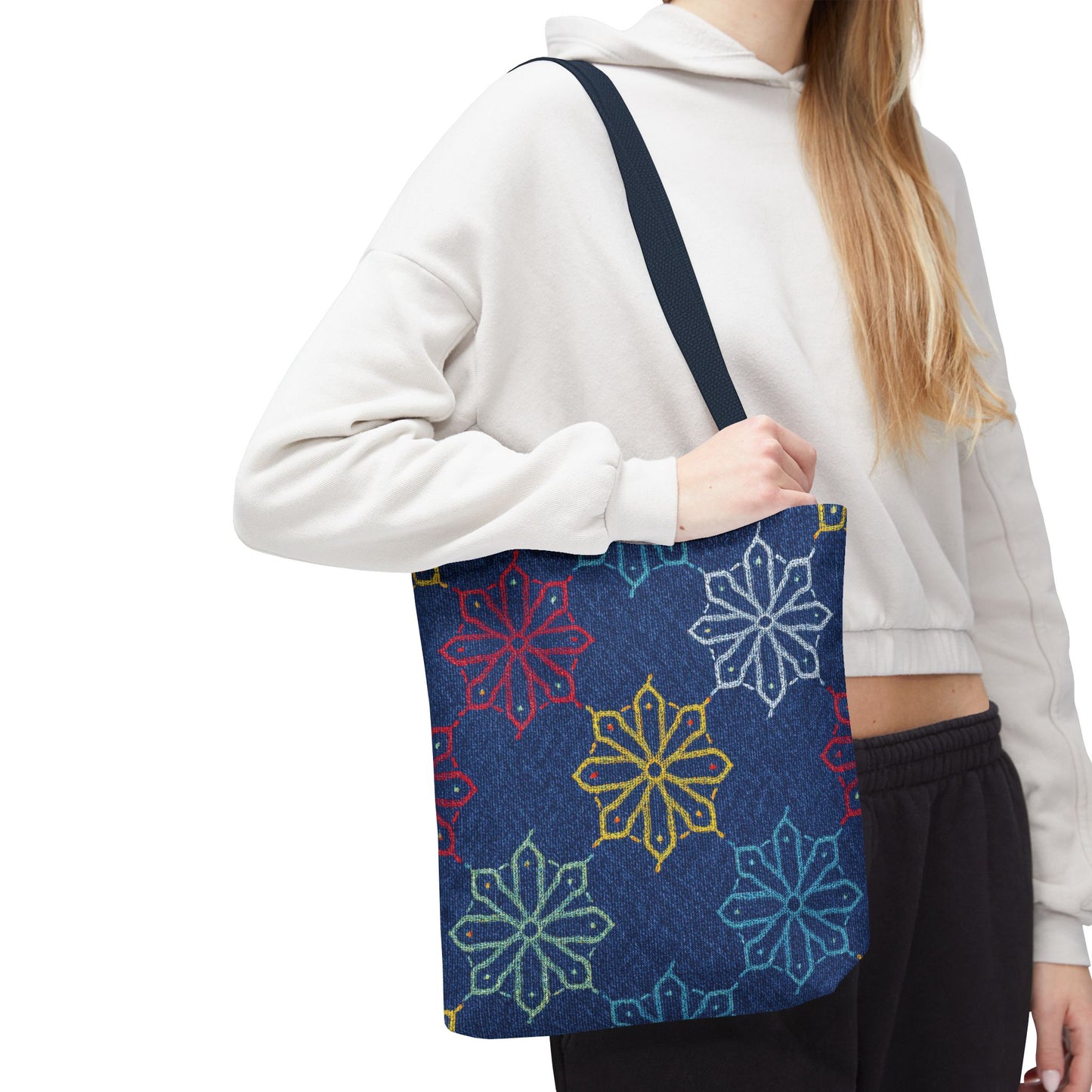 Diwali Graphic Denim Fabric Imitation Print Unisex Canvas Bag Poly Spun 3 Sizes Tote Bag 205-7