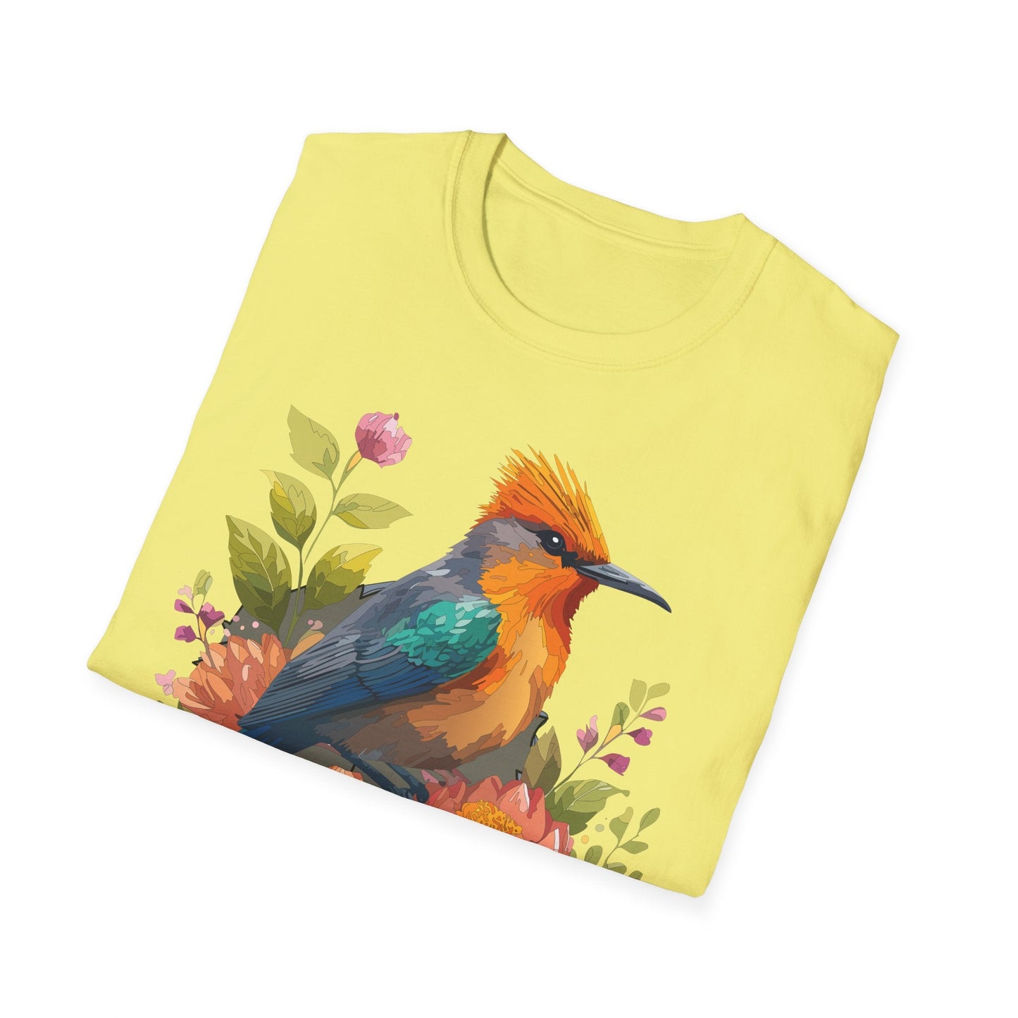 Floral Bird T Shirt For Unisex Wear Gildan Softstyle 64000 100 Percent Cotton Tee
