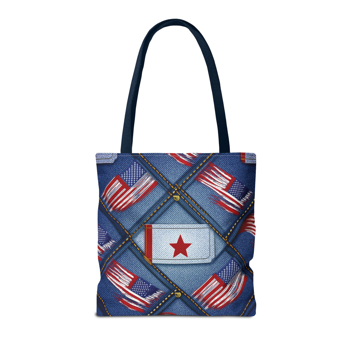 4th of July Graphic Denim Fabric Imitation Print Unisex Canvas Bag Poly Spun 3 Sizes Tote Bag 200-7