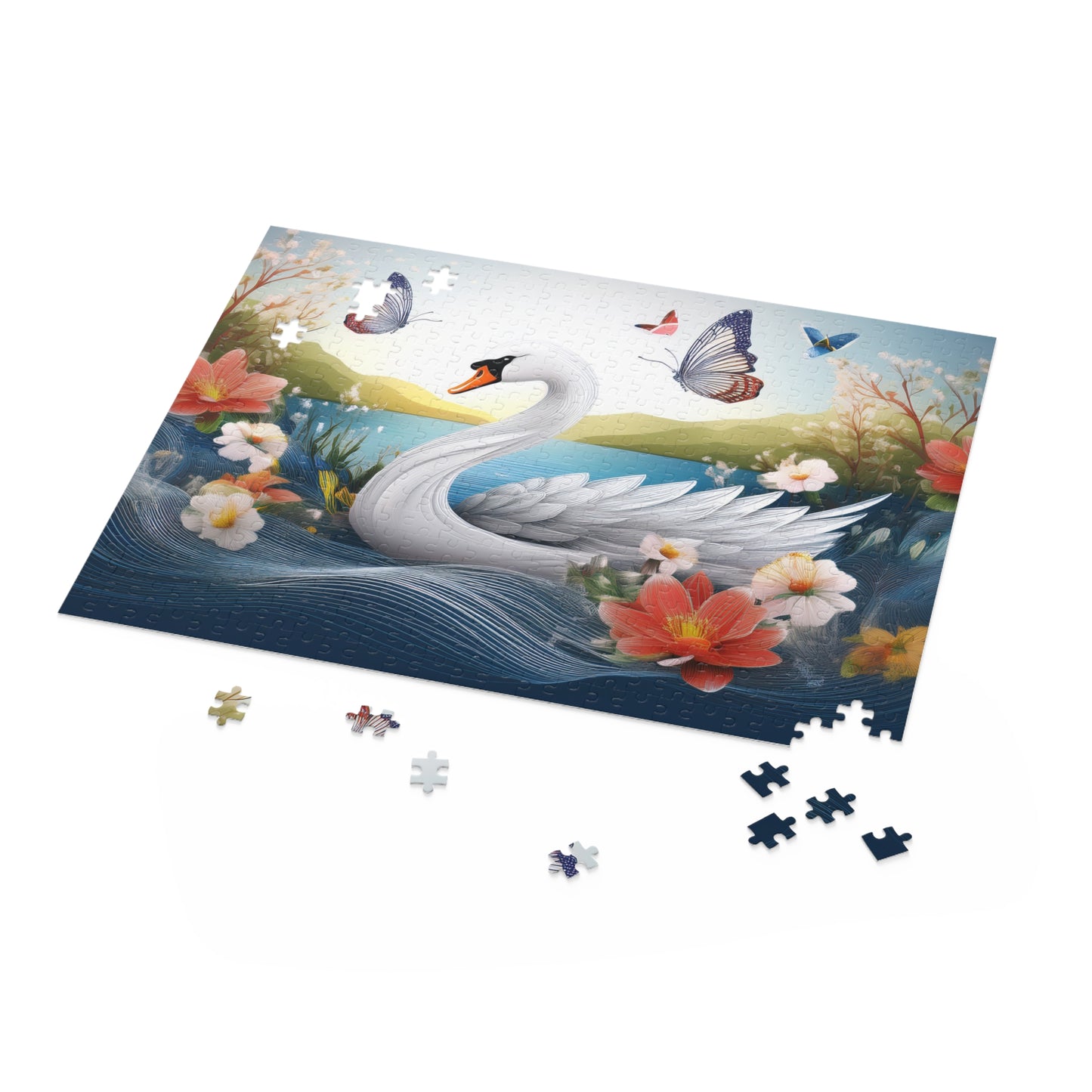 Puzzles-42 Kids Swan Puzzle 500-Piece  Floral Swan Puzzle 500-Piece, Birds Kids Puzzles Size: 16" x 20",  Ages 9+