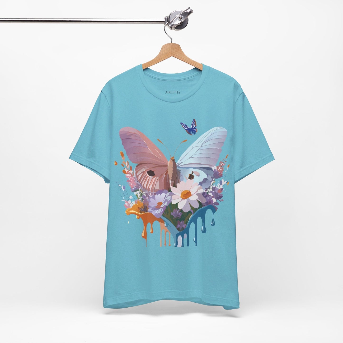 Butterfly Graphic Unisex 100 Cotton Lightweight Vintage Floral Design Jersey Tee 69