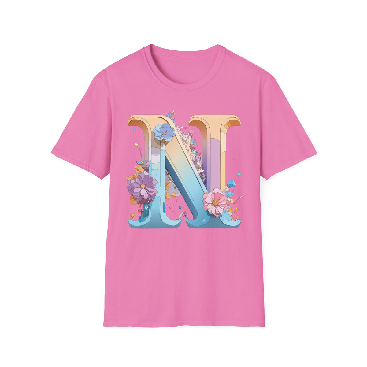 Floral Letter N T-Shirt | Botanical Monogram Tee