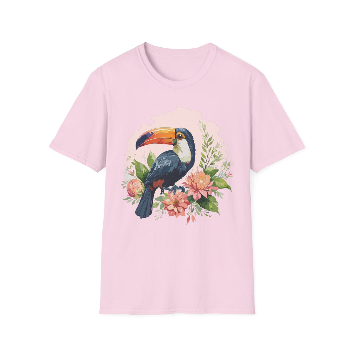 Tropical Toucan Illustration T-Shirt | Floral Bird Graphic