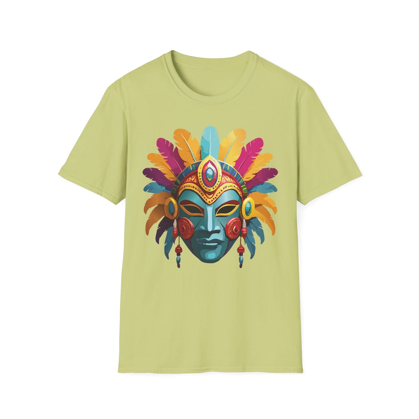 Mask Tee Shirt Unisex Short Sleeve Graphic Tee Masquerade Design 100 Percent Ring Spun Cotton