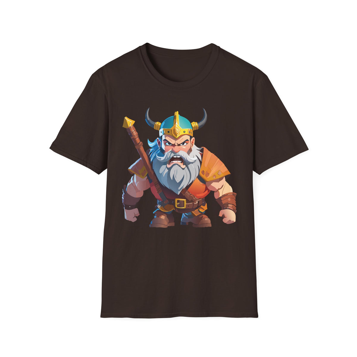 Angry Viking Warrior T-Shirt | Cartoon Norse Helmet Axe