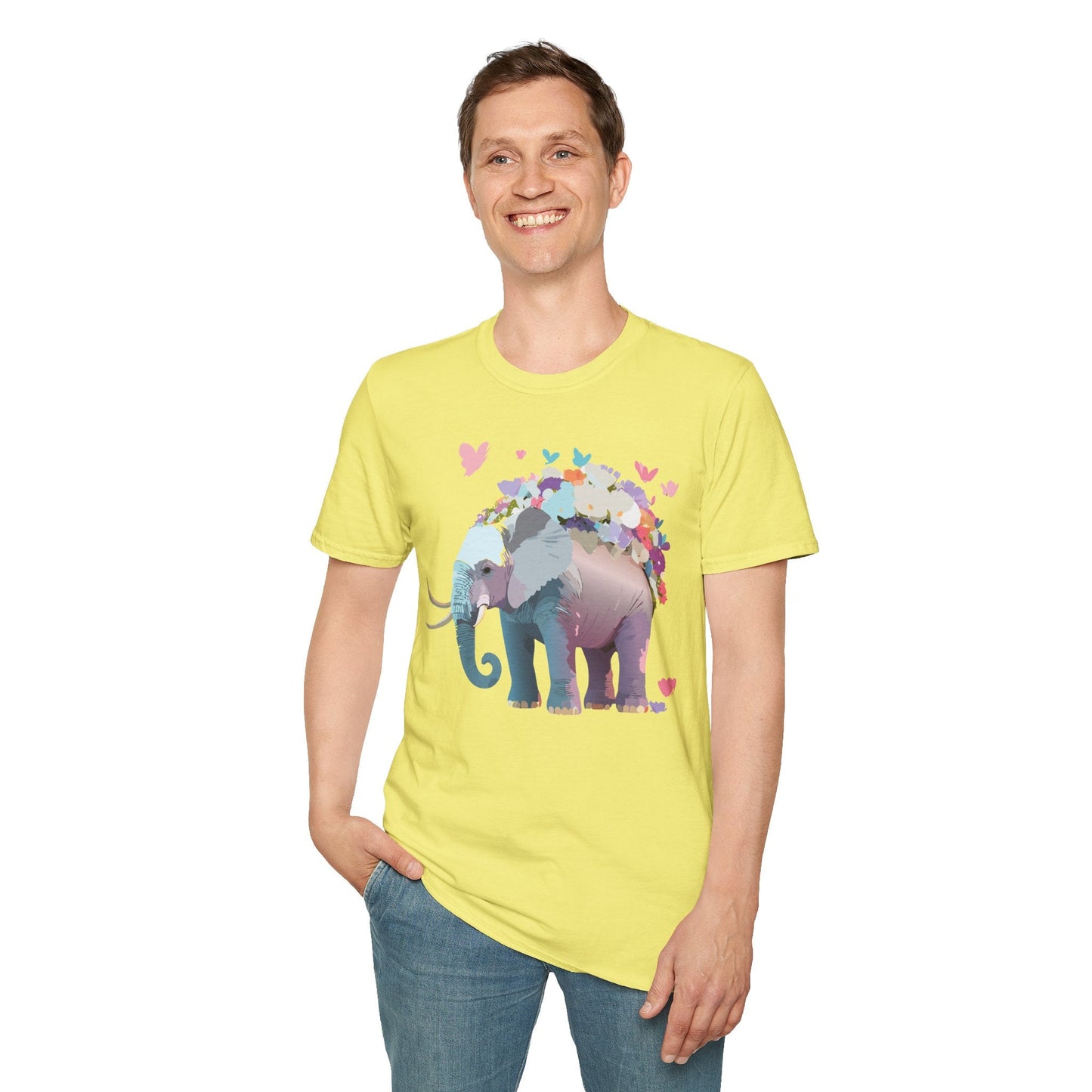 Elephant Graphic T Shirt Unisex Cotton Softstyle Tee Gildan 64000 Elephant Design For Animal Lovers