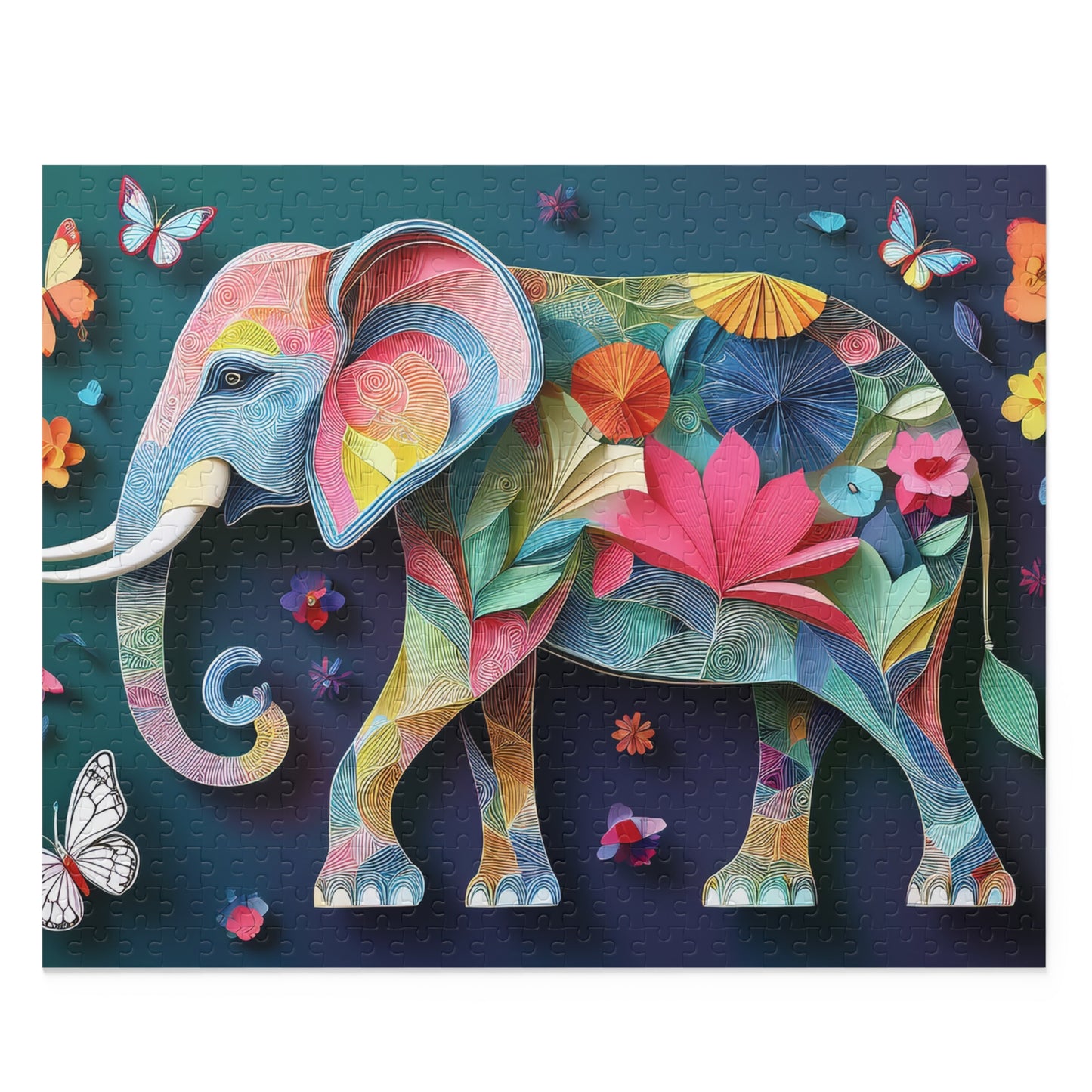 3D Floral Elephant Puzzle 500-Piece | Elephant Puzzle 500-Piece Ages 9+