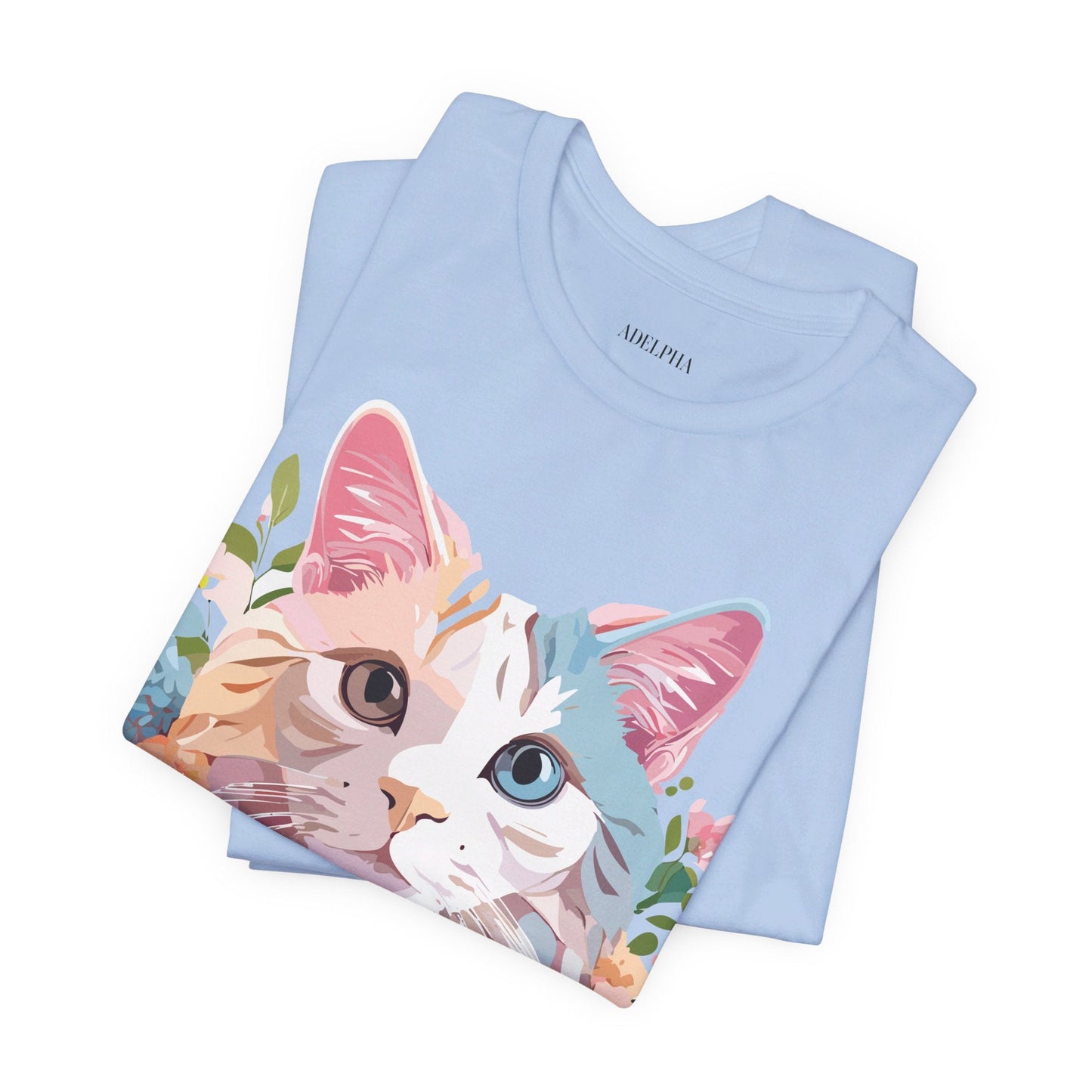 Cat Graphic Tee Unisex Short Sleeve Shirt With Adelpha Artwork