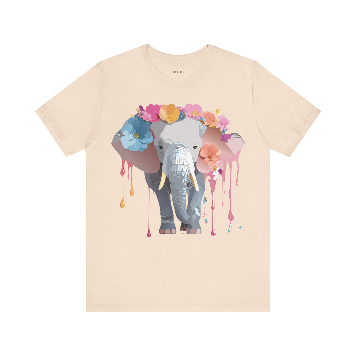 Elephant Graphic Unisex Cotton Bella+Canvas Tee with Art Animal Design e135
