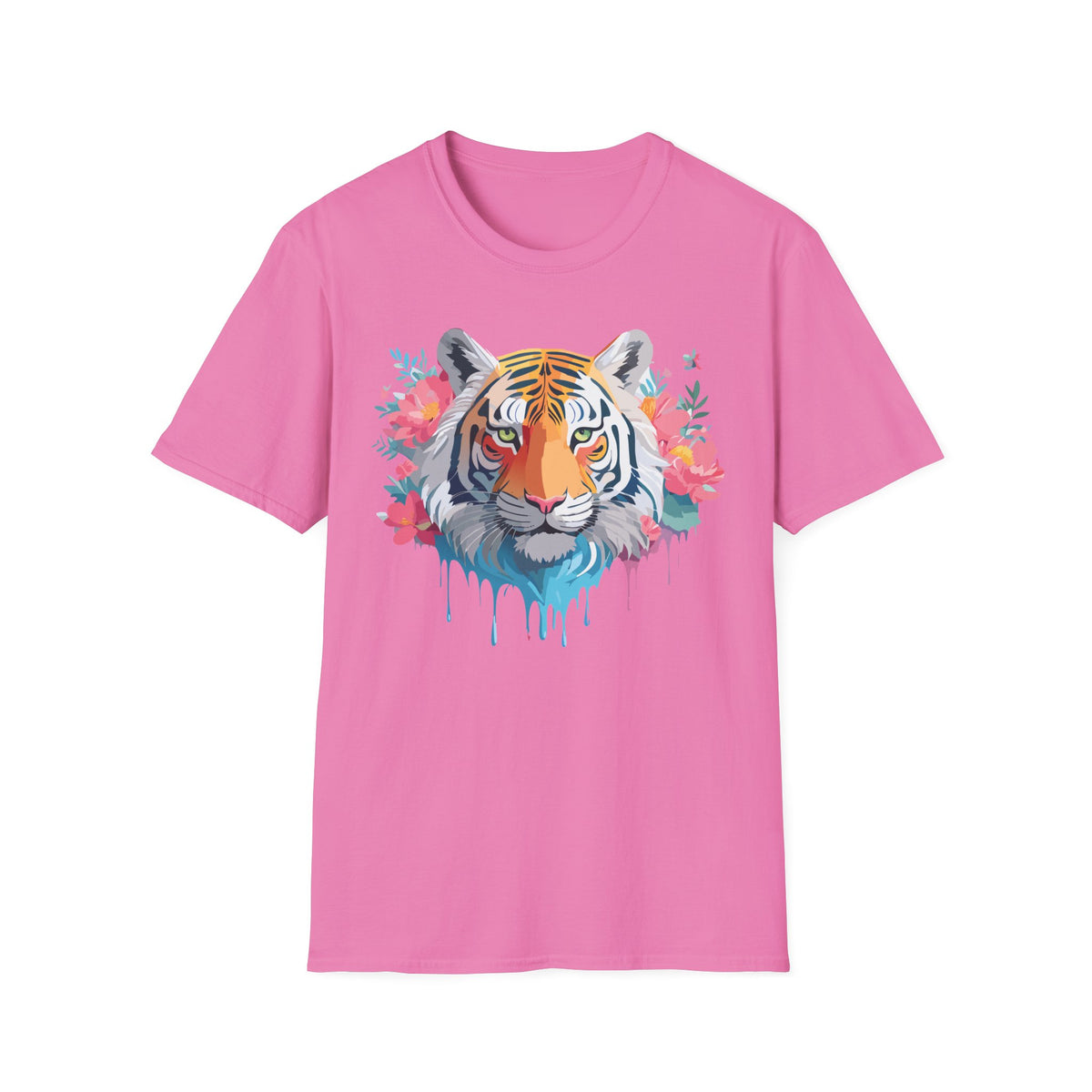 Floral Watercolor Tiger T-Shirt | Tiger Face Shirt, Floral Wildlife Tee