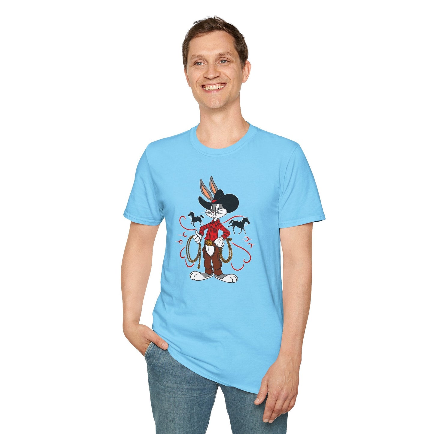 Bugs Bunny Unisex T Shirt Cartoon Design Graphic Tee Gildan Softstyle 64000 Artwork