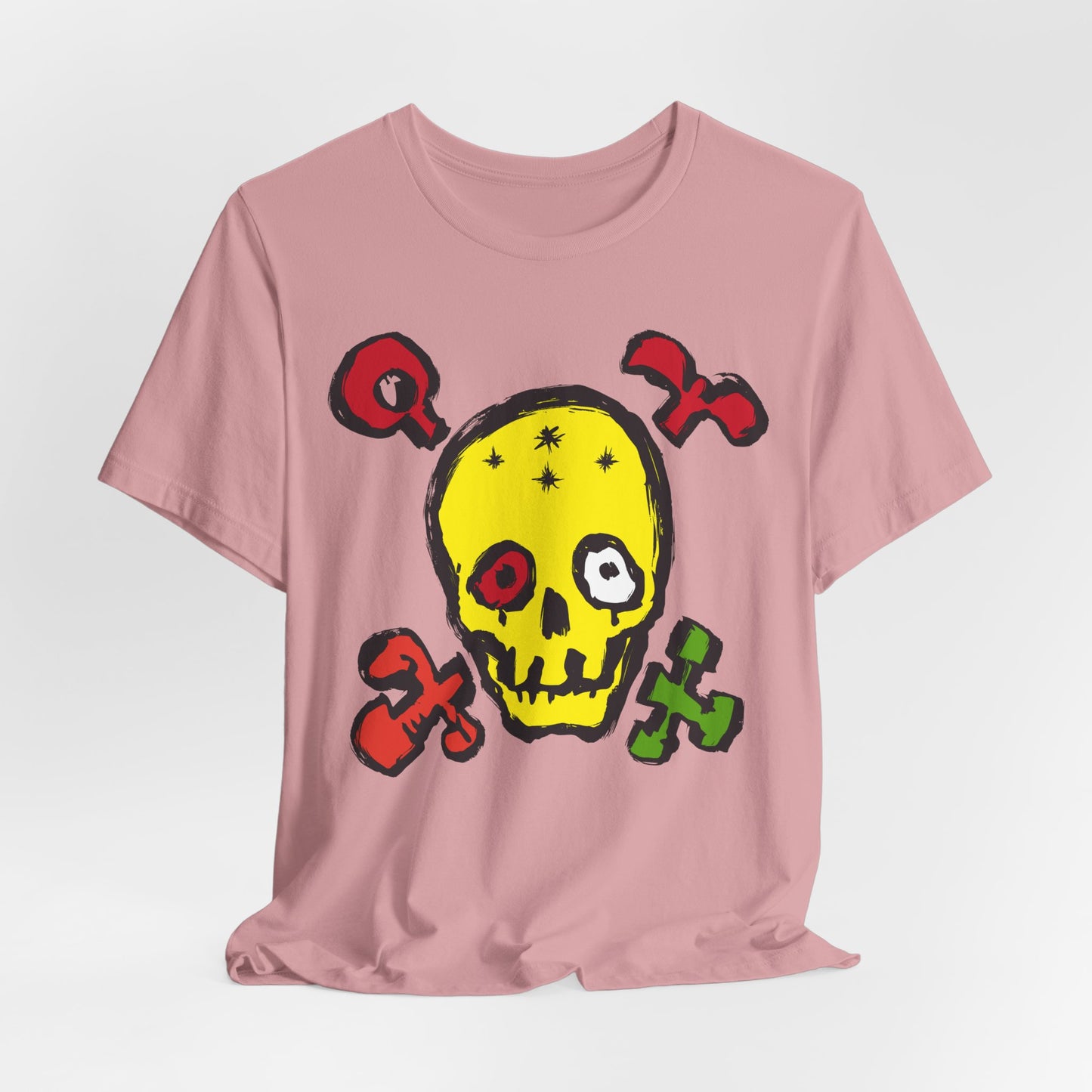 Yellow Skull Graphic Design Tee, Skull Shirt, Vintage Tees, Art Design T-Shirt, Vintage Graphic Tee, Art Shirts with Skulls