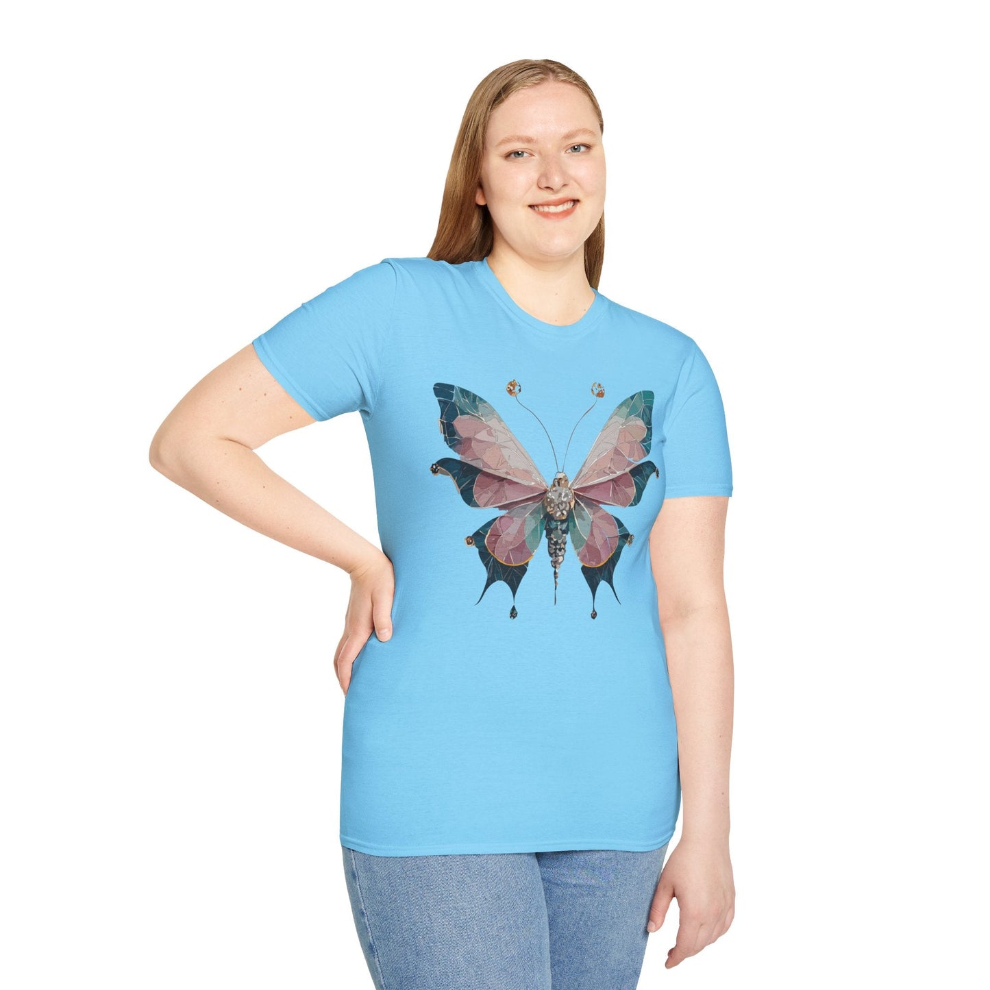 Butterfly Shirt Unisex T Shirt Monarch Print Gildan Softstyle 64000 100 Percent Ring Spun Cotton
