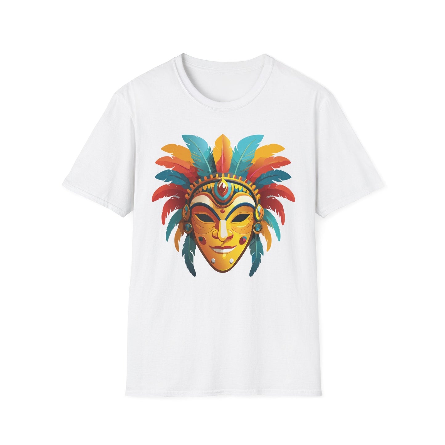 Mask Tee Shirt Unisex Masquerade Design Gildan Softstyle 100 Percent Cotton Tee for Everyday Comfort