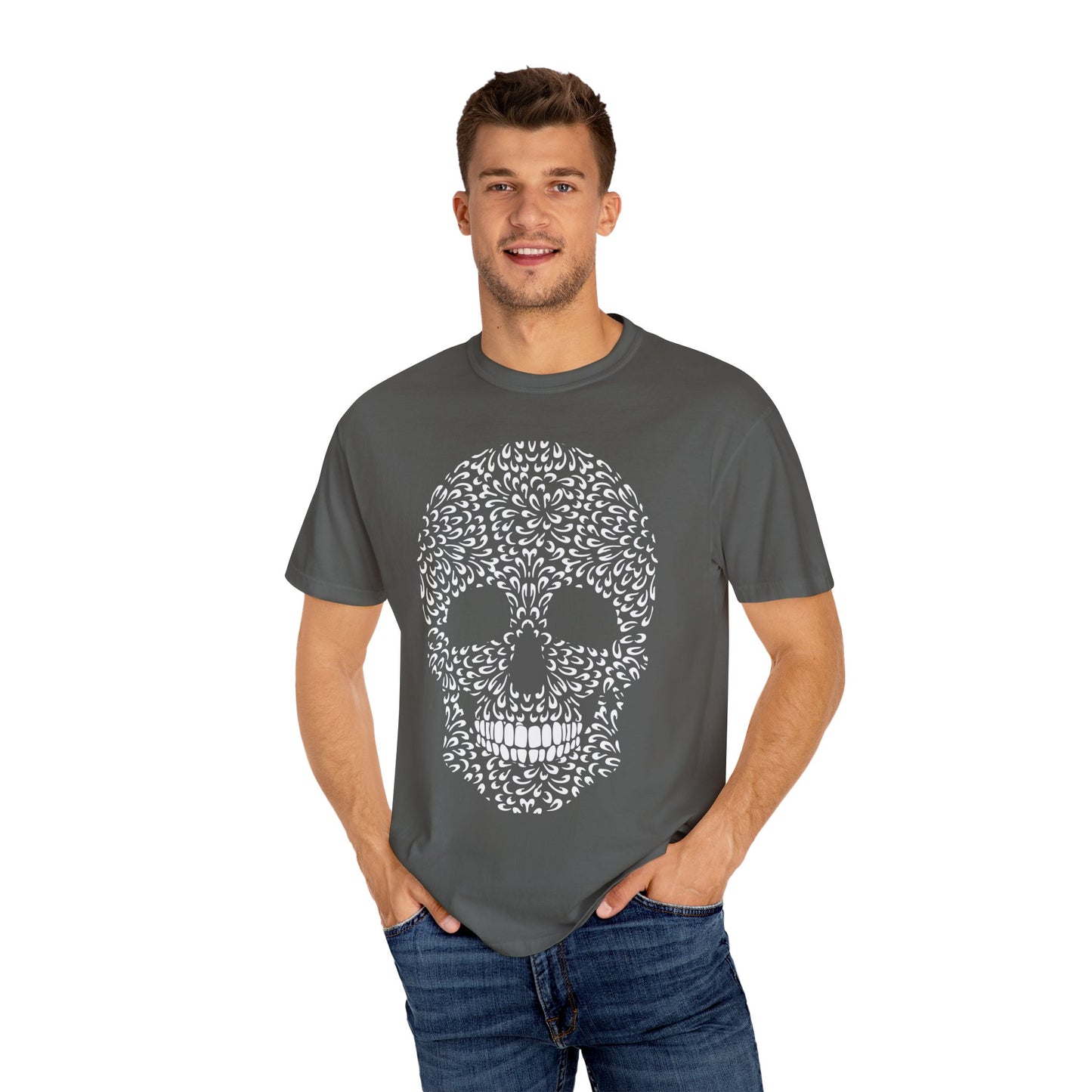 Unisex-T-Shirt aus Baumwolle mit Totenkopf 