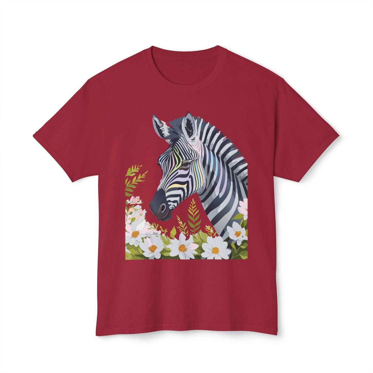 Unisex Zebra Art Design T Shirt With Floral Print HD Cotton Premium USA Made Jersey