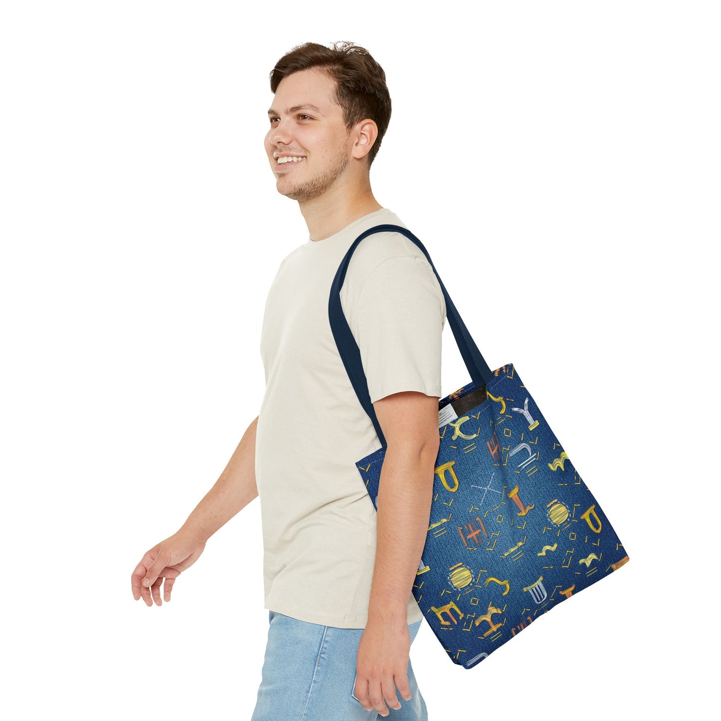 Denim Fabric Imitation Print Unisex Canvas Bag Poly Spun 3 Sizes Tote Bag 184-5