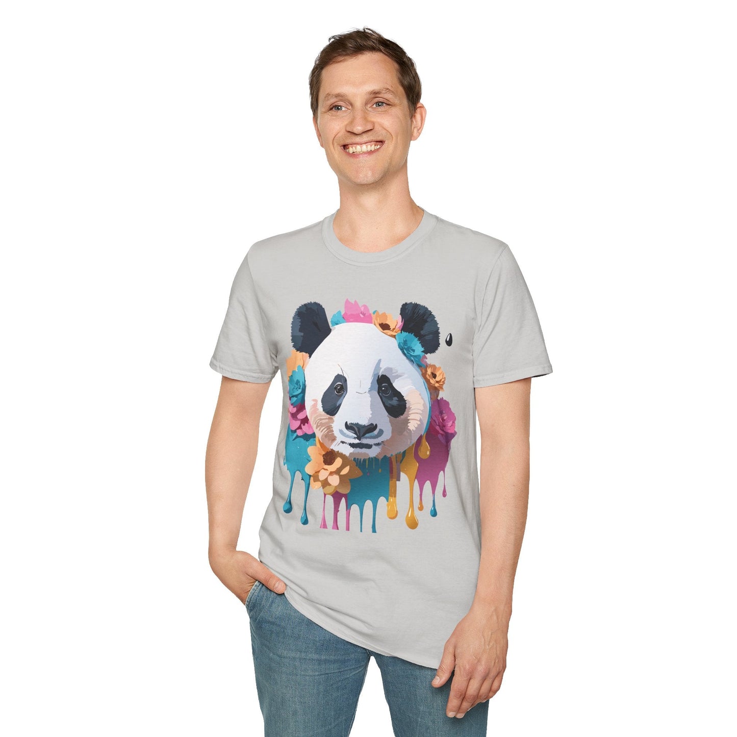 Unisex Panda Shirt Softstyle Cotton Tee For Everyday Wear With Cute Animal Print