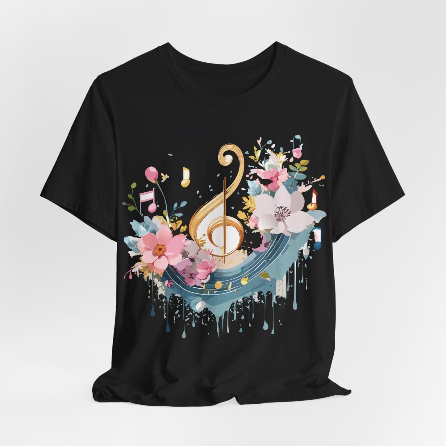 Music Graphic Unisex 100 Cotton Vintage Art with Musical Elements Tee 65