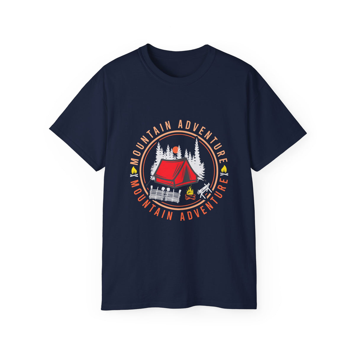 Mountain Adventure Tent Campfire T-Shirt | Camping Graphic Tee