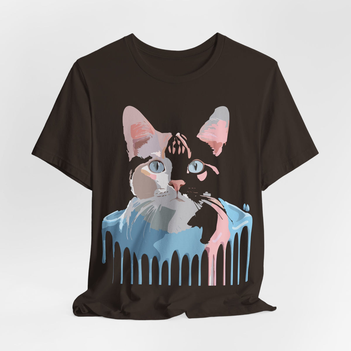 Cat Graphic Unisex Cotton Bella+Canvas Tee with Art Animal Design e208